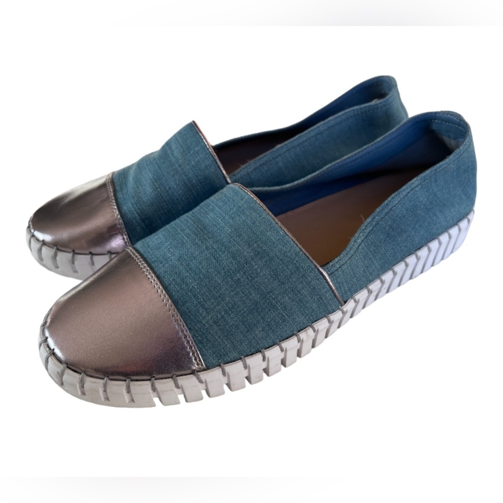 Steve Madden Steven Womens Natural Comfort Sax Blue Denim Solver Toe Loafers